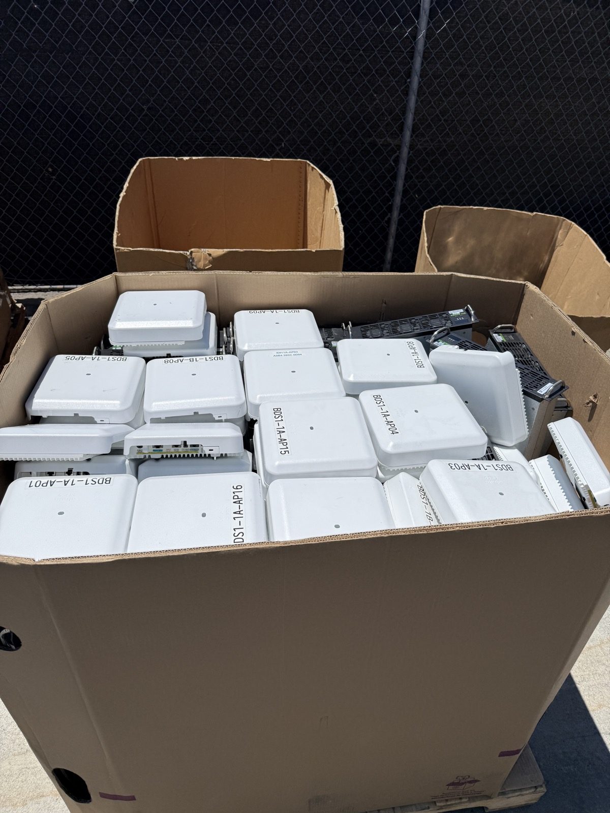 Monitors and office electronics prepared for pickup