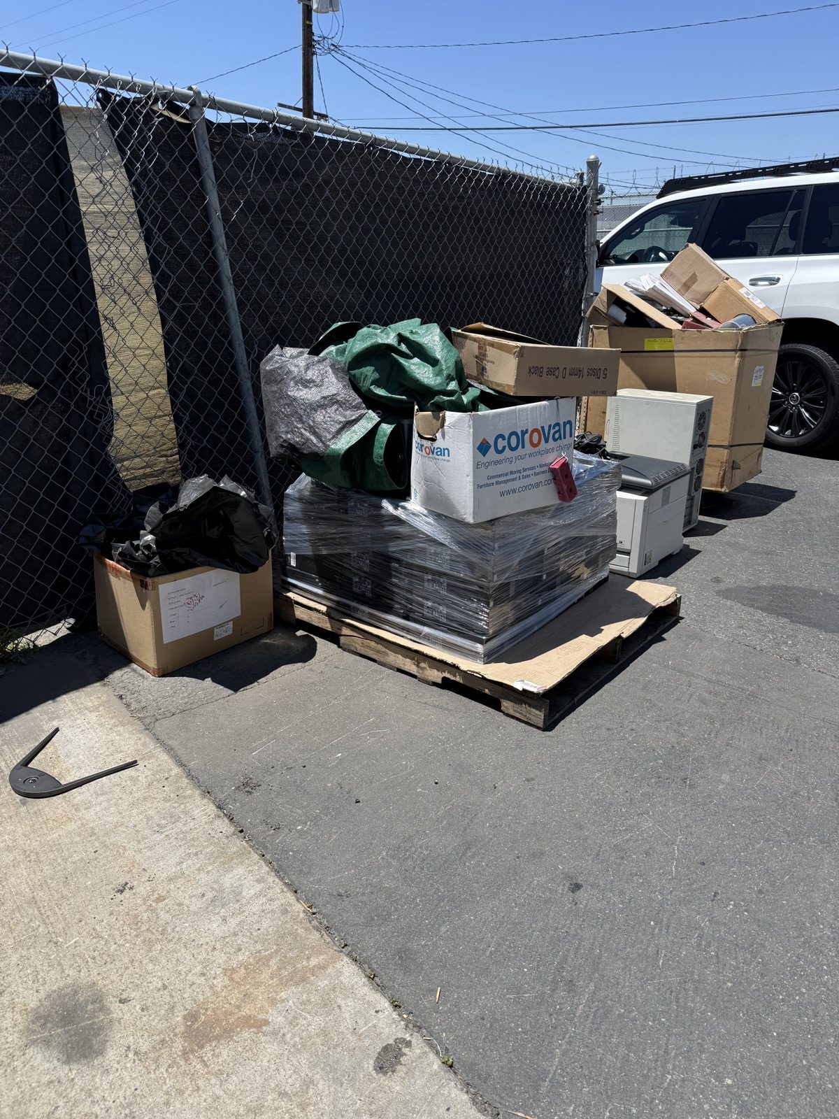 Business electronics prepared for e-waste pickup in Orange County